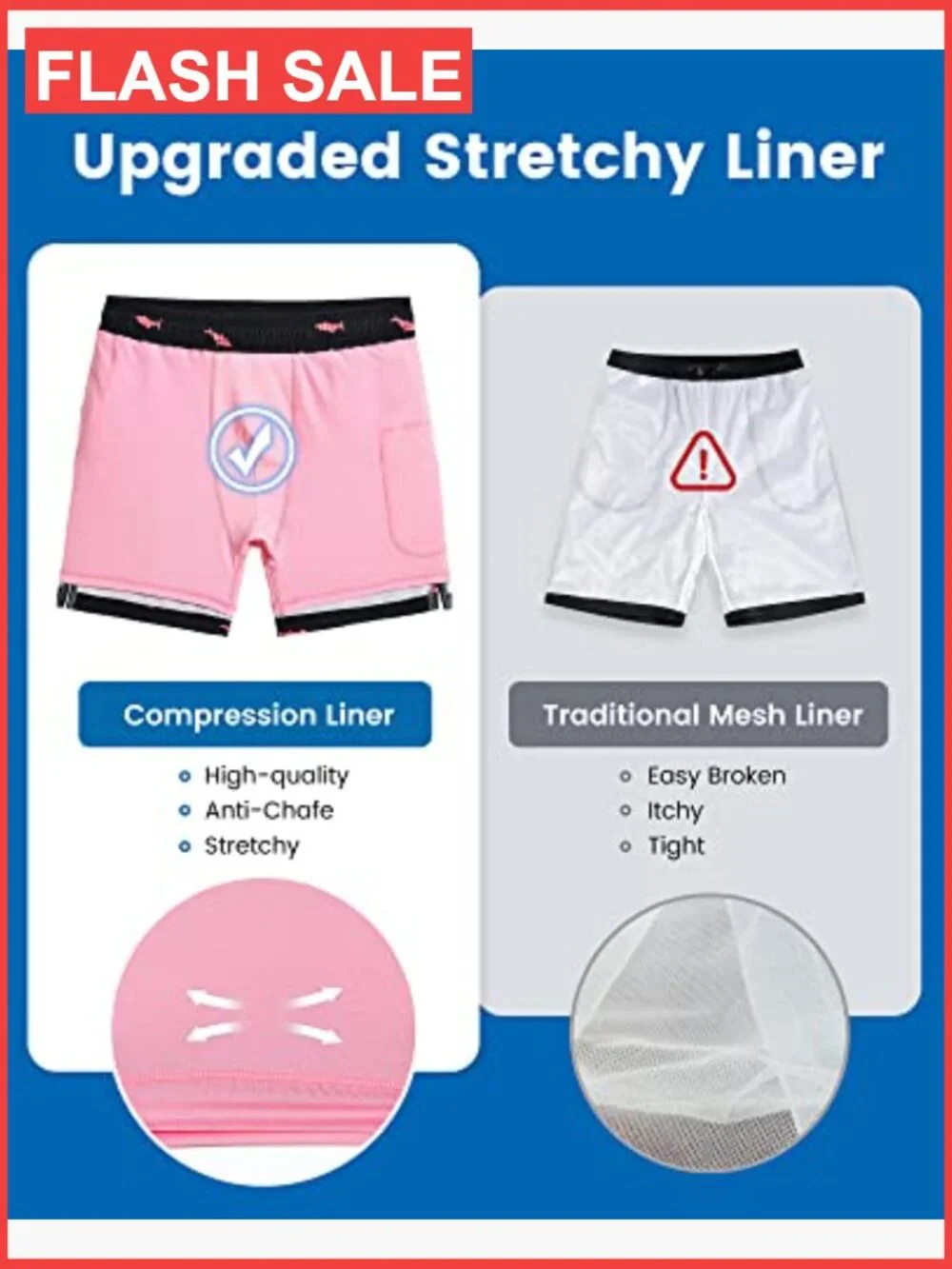 2 in 1 Swim Trunks with Compression Liner Board Shorts Quick Dry